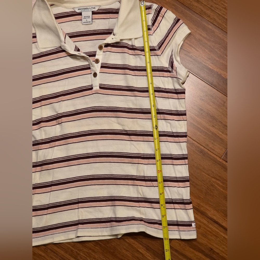 Abercrombie & Fitch Vintage Cream and Brown Striped Shirt - Picture 3 of 4